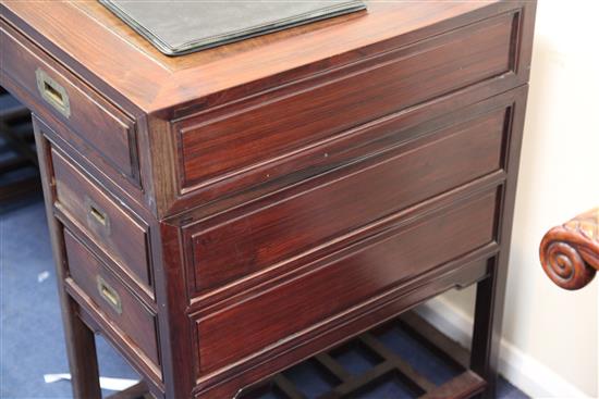 A Chinese hardwood twin pedestal desk, W.153cm D.67cm